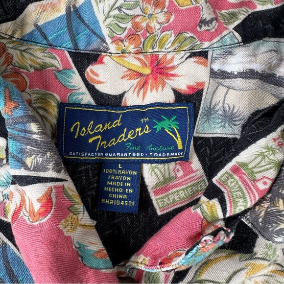 Island Traders Vintage Button Up Hawaiian Shirt Size L - Picture 6 of 7